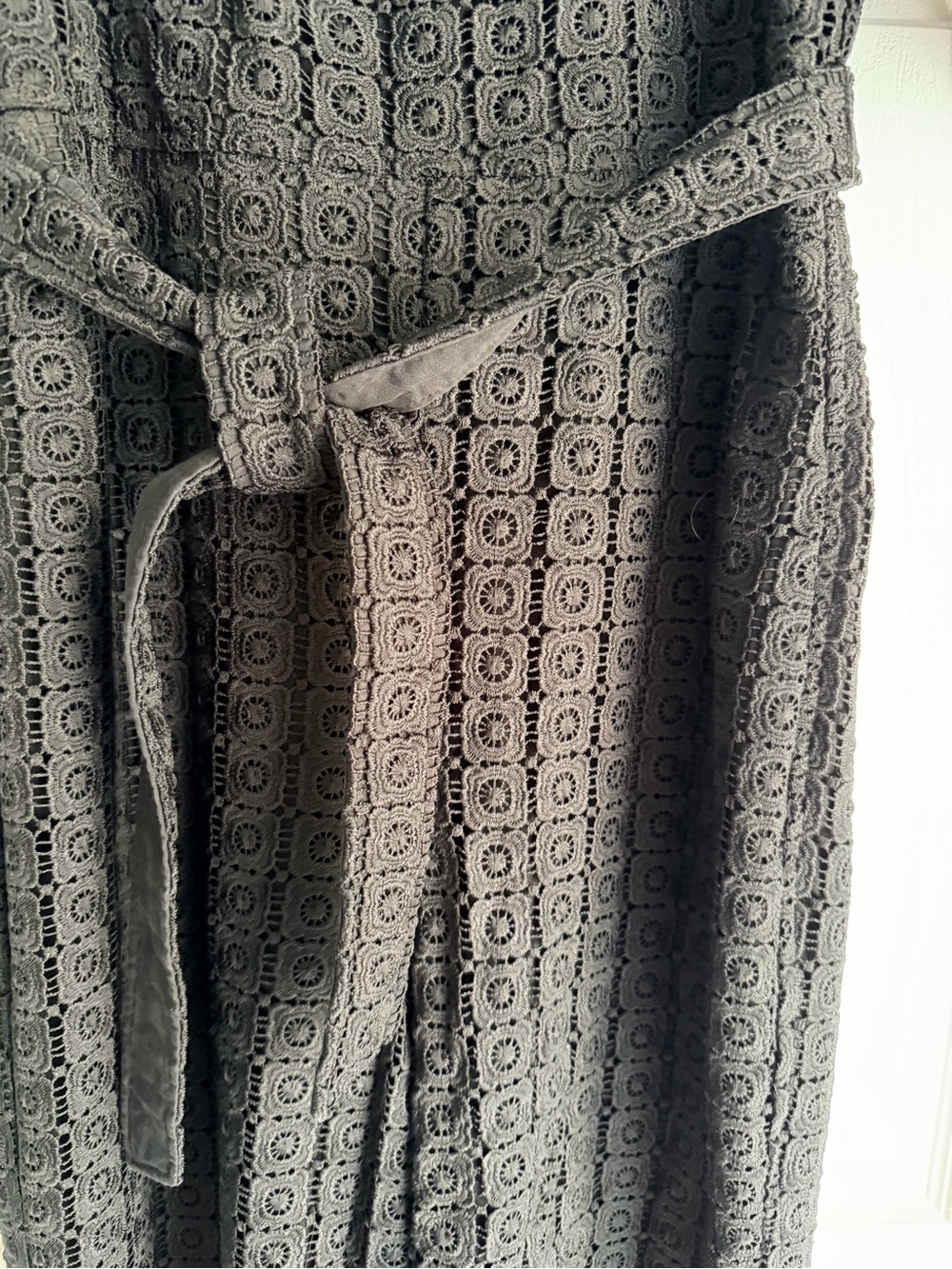 Black Eyelet Puff-Sleeve Jumpsuit M - Picture 8 of 10